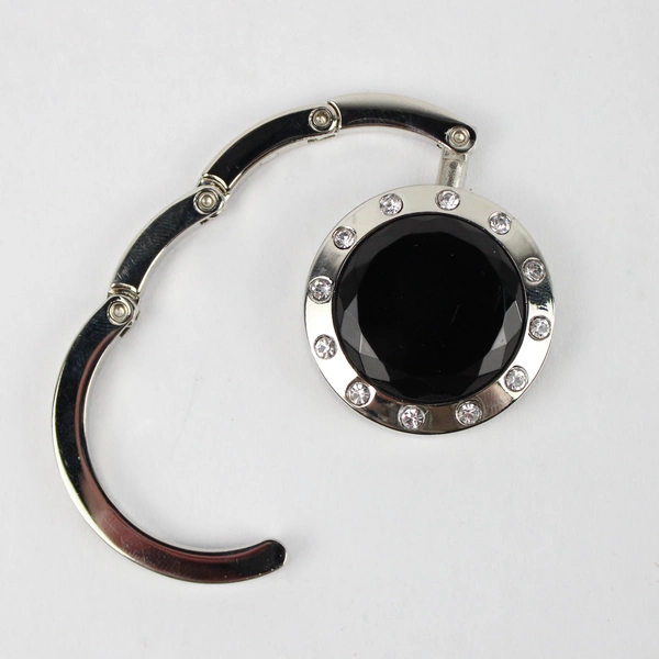 Black Crystal Rhinestone Foldable Table Holder Bag Purse Accessory