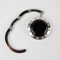 Black Crystal Rhinestone Foldable Table Holder Bag Purse Accessory