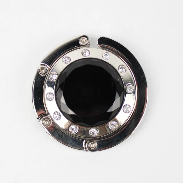 Black Crystal Rhinestone Foldable Table Holder Bag Purse Accessory