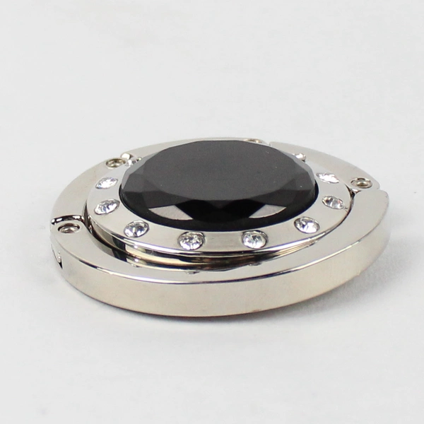 Black Crystal Rhinestone Foldable Table Holder Bag Purse Accessory