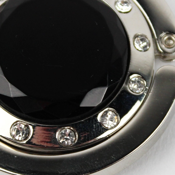 Black Crystal Rhinestone Foldable Table Holder Bag Purse Accessory