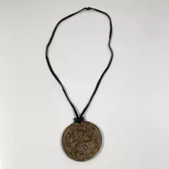 Jerusalem Souvenir Olive Wood Disk Necklace