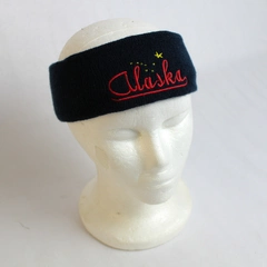 T.I. Navy Blue Embroidered Alaska Logo Acrylic Workout Sweatband One Size