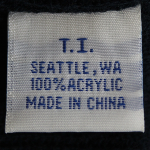 T.I. Navy Blue Embroidered Alaska Logo Acrylic Workout Sweatband One Size