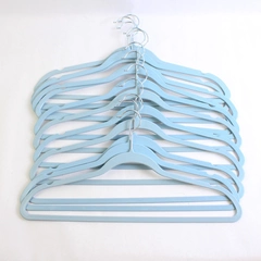 Set of 12 Light Blue Plastic Clothes Hangers Tops and Pants