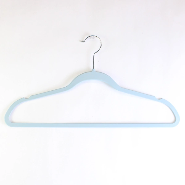 Set of 12 Light Blue Plastic Clothes Hangers Tops and Pants
