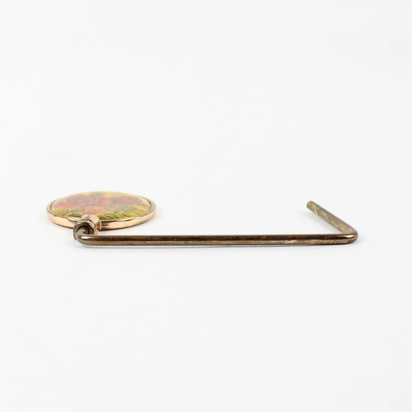 Brass And Enamel Rose Foldable Table Holder Bag Purse Accessory