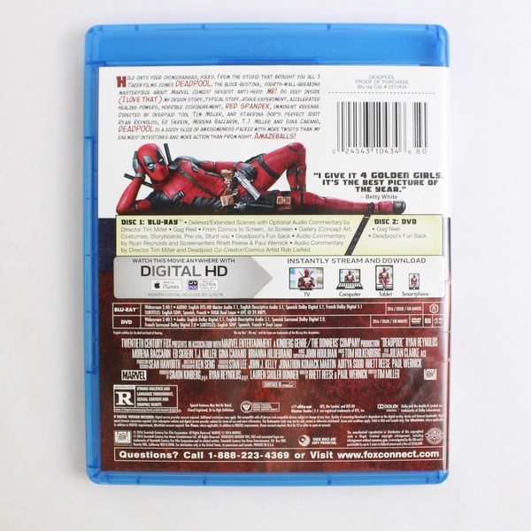 Deadpool 2016 Blu-Ray Marvel Entertainment Directed by Tim Miller