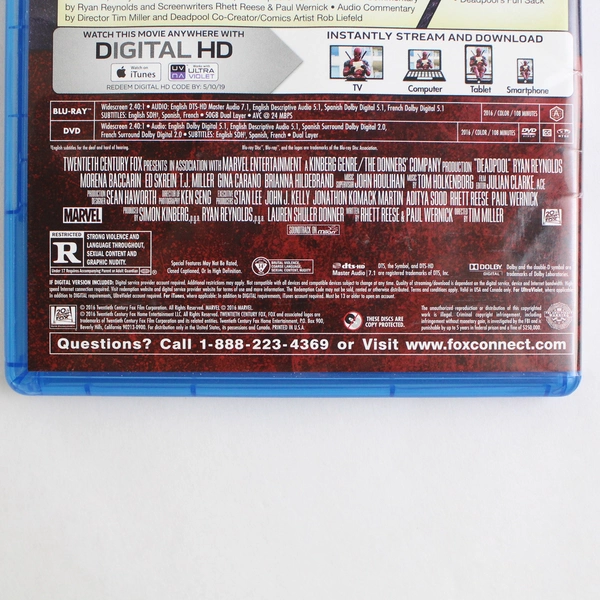 Deadpool 2016 Blu-Ray Marvel Entertainment Directed by Tim Miller
