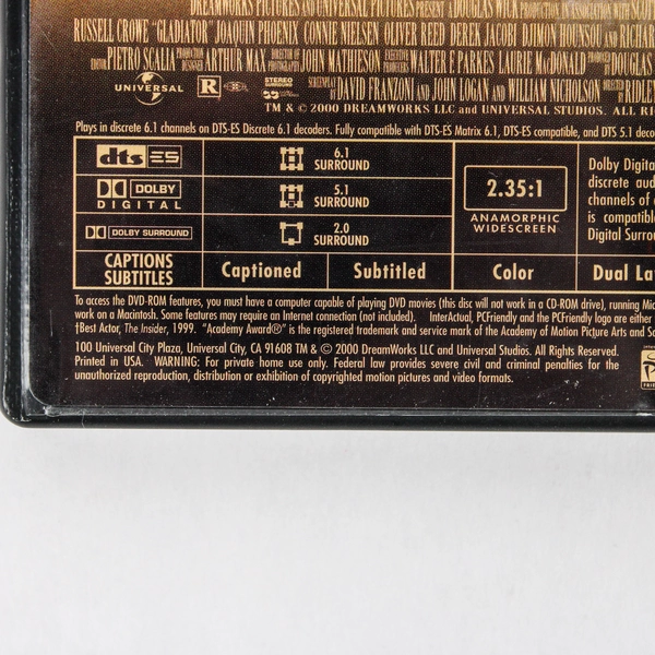 Gladiator DVD Movie Russell Crowe Action Drama Film