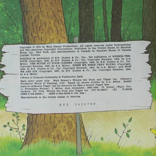Vintage Walt Disney's Winnie the Pooh and Tigger Too Children's Classic 1975 HC