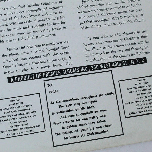 Jesse Crawford Organ & Chimes for Christmas Vinyl LP Record 1964