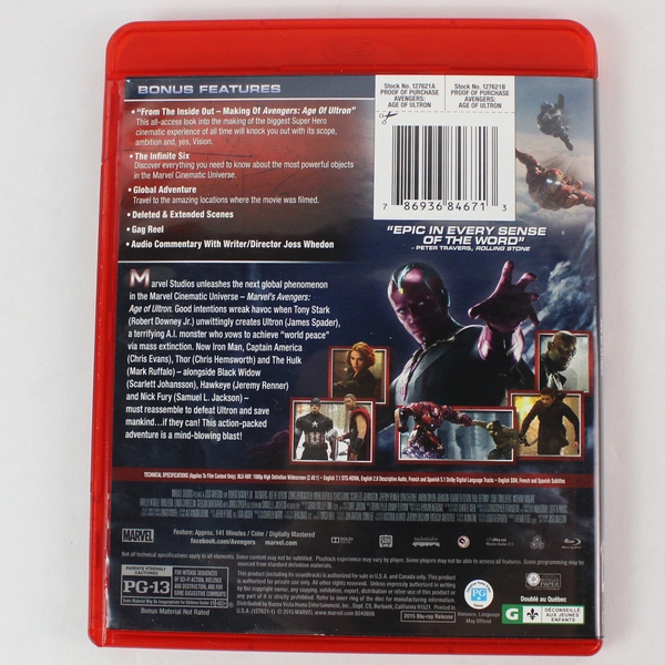Avengers: Age Of Ultron Blu Ray 2015 Marvel Cinematic Universe
