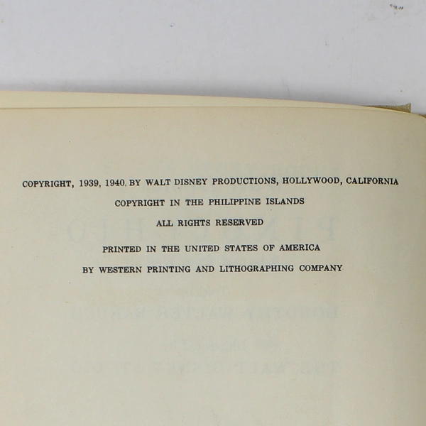 Walt Disney Pinocchio 1940 Hardcover