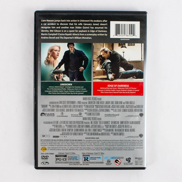Double Feature Unknown Edge of Darkness DVD 2010 Warner Bros Thriller Mystery