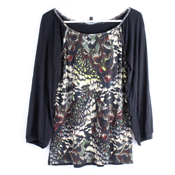 Linea Domani Feather Print Long-Sleeved Top Women's Size Medium
