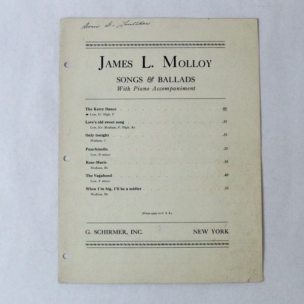 The Kerry Dance Vintage Sheet Music by James L. Molloy - Pre-Owned Condition