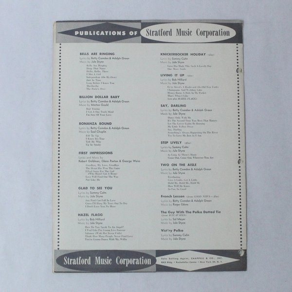 Vintage Sheet Music: The Party's Over Jule Styne Piano Vocal Guitar 1956