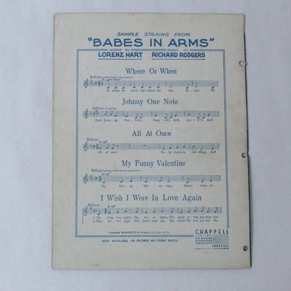 The Lady Is A Tramp Vintage Sheet Music Babes In Arms Rodgers & Hart 1937