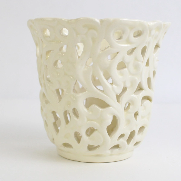 Gunston Hall Plantation White Ceramic Tealight Lantern Holder Collectible 3.75" 