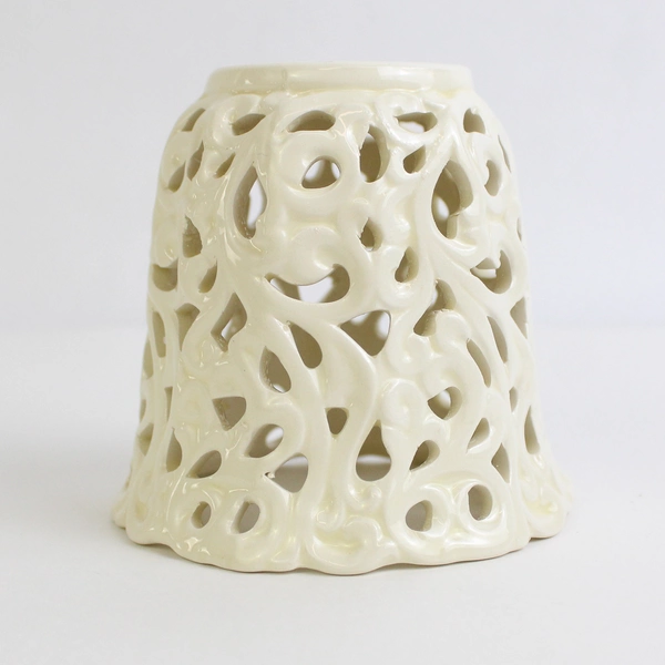 Gunston Hall Plantation White Ceramic Tealight Lantern Holder Collectible 3.75" 