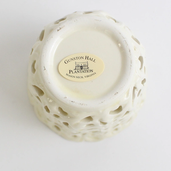 Gunston Hall Plantation White Ceramic Tealight Lantern Holder Collectible 3.75" 