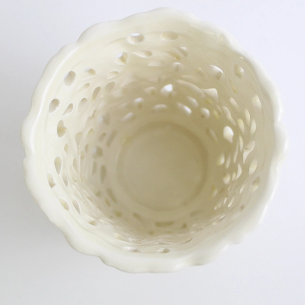 Gunston Hall Plantation White Ceramic Tealight Lantern Holder Collectible 3.75" 