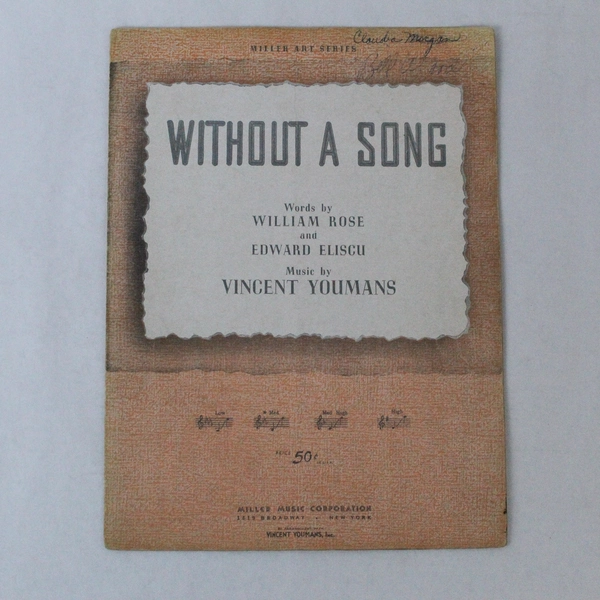 Vintage 1929 Sheet Music "Without A Song" by Vincent Youmans & William Rose