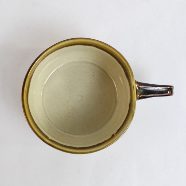 Lot of 2 Glazed Brown Green Beige Soup Mugs Bowls Stoneware