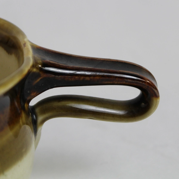 Lot of 2 Glazed Brown Green Beige Soup Mugs Bowls Stoneware