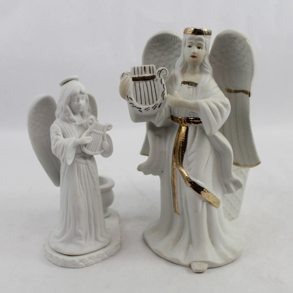 Bloom Rite White Ceramic Angel Planter And Flintlock Angel Taper Candle Holder