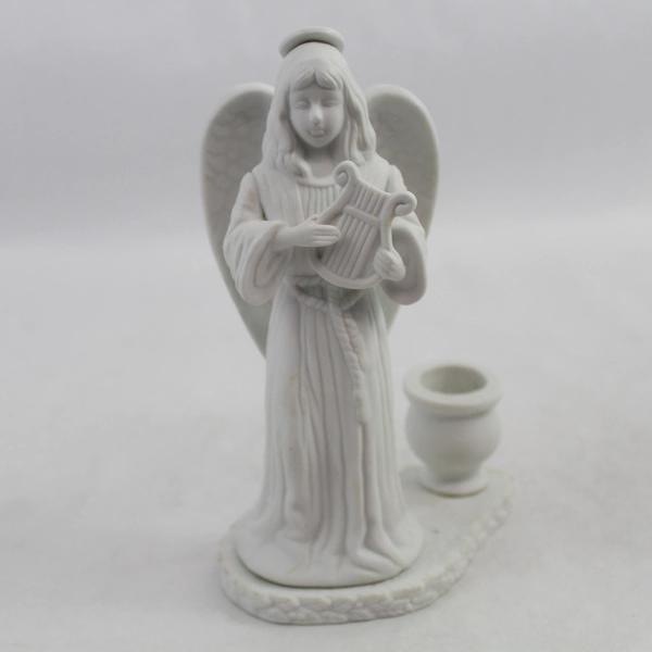 Bloom Rite White Ceramic Angel Planter And Flintlock Angel Taper Candle Holder