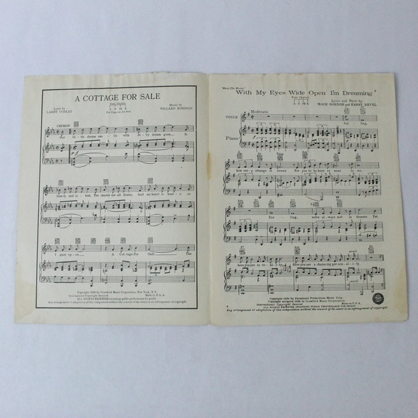 Vintage 1930 Sheet Music "With My Eyes Wide Open I'm Dreaming" Pre-Owned