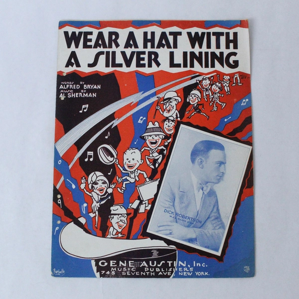 Wear A Hat With A Silver Lining Vintage Sheet Music 1928 Al Sherman