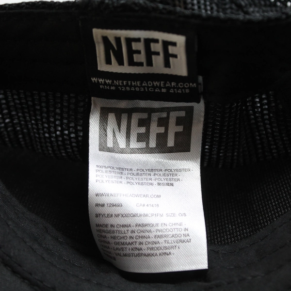 Neff Trucker Black Adjustable Mesh Snapback Hat One Size