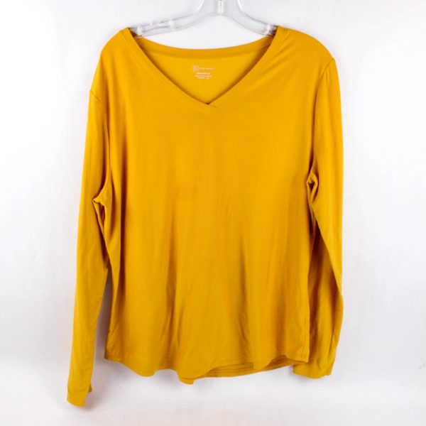 No Boundaries Women's Mustard Yellow V-Neck Long Sleeve Shirt XXXL