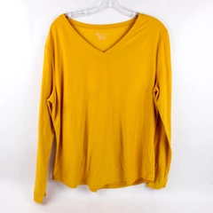 No Boundaries Women's Mustard Yellow V-Neck Long Sleeve Shirt XXXL