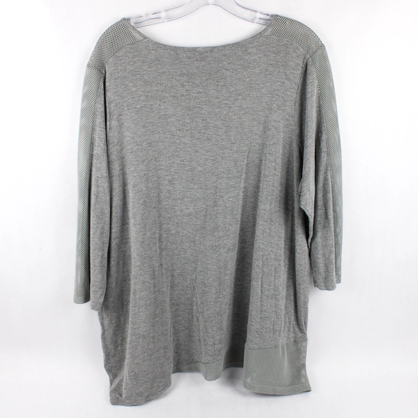 Cable & Gauge Women’s 1X Gray V-Neck 3/4 Sleeve Blouse Top