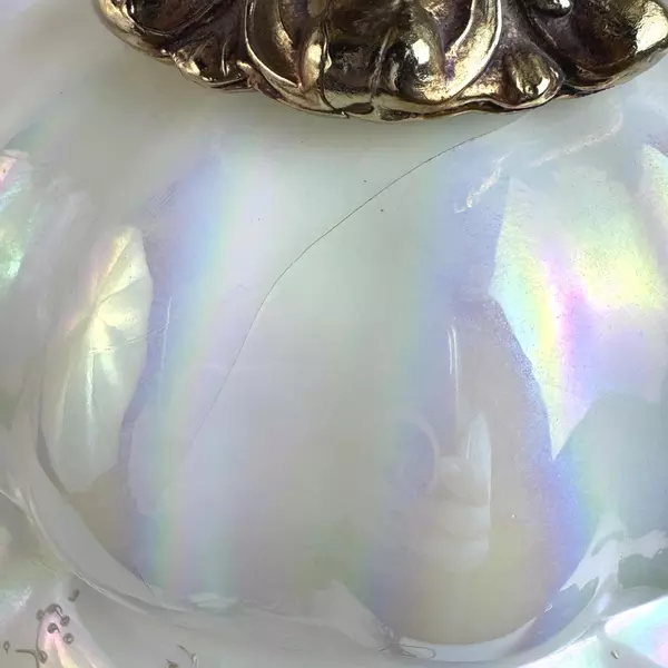 Lot Of 2 Vintage Opalescent Glass Table Lamps White Floral Nightlight Base MCM