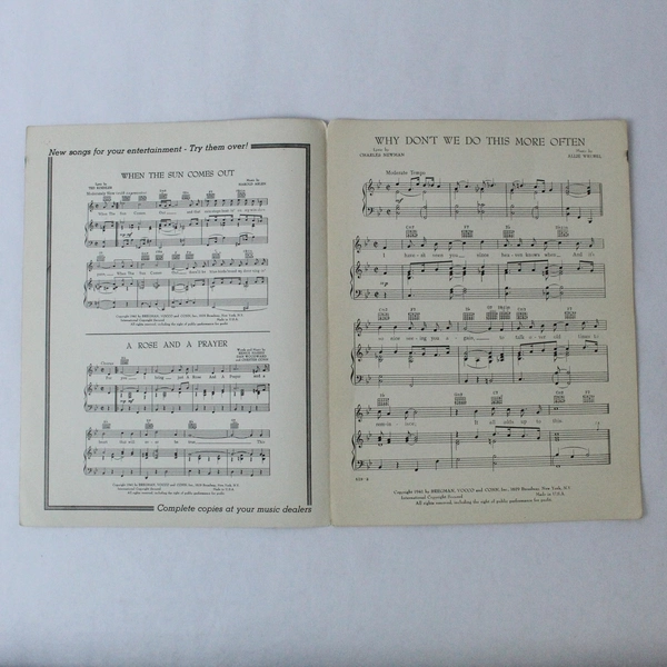 Vintage 1941 Sheet Music "Why Don't We Do This More Often" Charles Newman