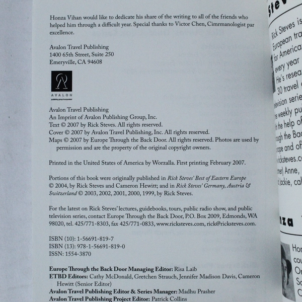 Rick Steves' Prague & the Czech Republic 2007 Travel Guide Good Condition