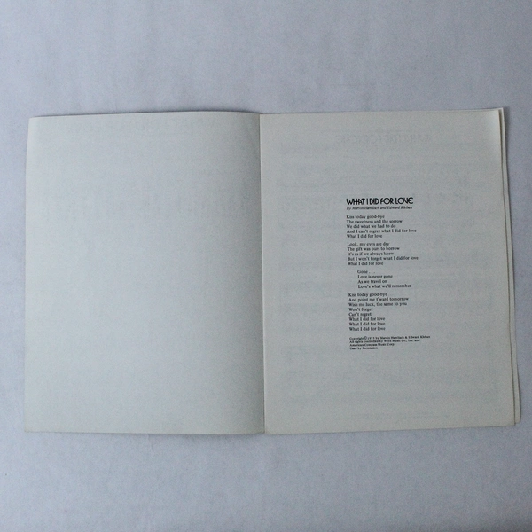 Vintage Sheet Music What I Did For Love A Chorus Line 1975 Hamlisch Kleban