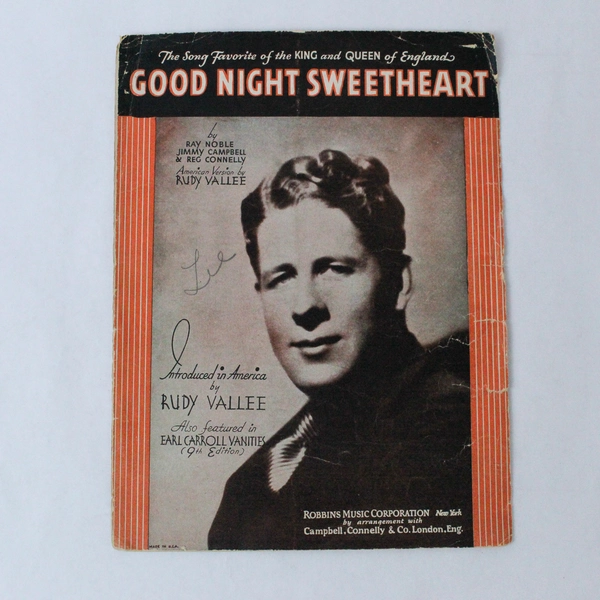 Vintage 1931 Goodnight Sweetheart Sheet Music Rudy Vallee Antique Collectible