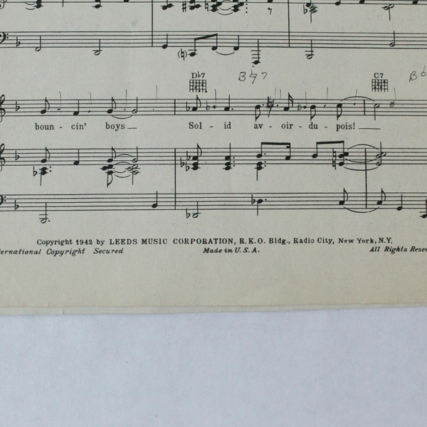 Vintage Sheet Music: Mister Five By Five, 1942, Raye De Paul, Pre-Owned