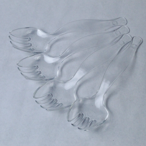 Lot of 4 Reusable Clear Plastic Salad Serving Forks for Party & BBQ