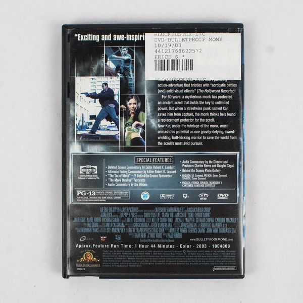 Bulletproof Monk 2003 MGM Home Entertainment DVD Movie Action Martial Arts Film