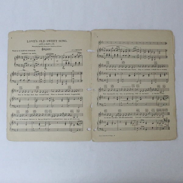Vintage Sheet Music Love's Old Sweet Song 1926 J.S. Molloy, Worn