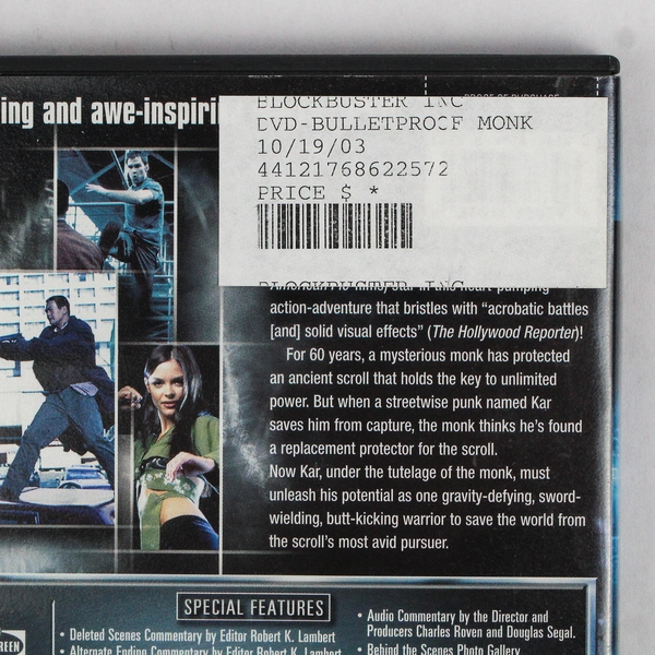 Bulletproof Monk 2003 MGM Home Entertainment DVD Movie Action Martial Arts Film