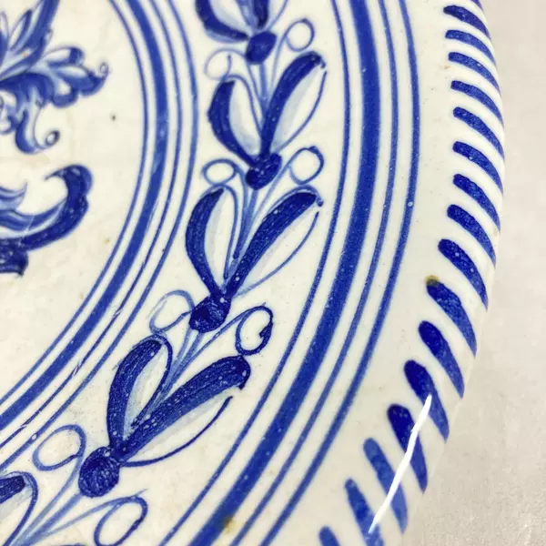 Blue And White Art Pottery Bird Pattern Plate Signed 8.5 Inch