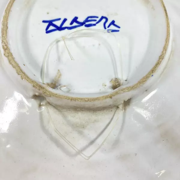 Blue And White Art Pottery Bird Pattern Plate Signed 8.5 Inch